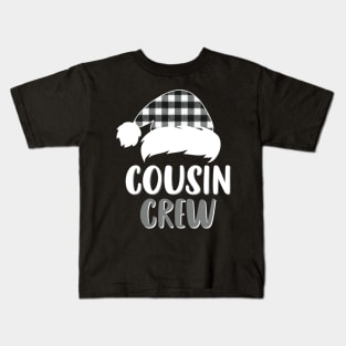 Cousin Crew White Plaid Santa Hat Family Matching Christmas Pajama Kids T-Shirt